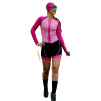 Macaquinho Manga Longa Horse Power Ciclismo Elite- Feminino - F139 Rosa